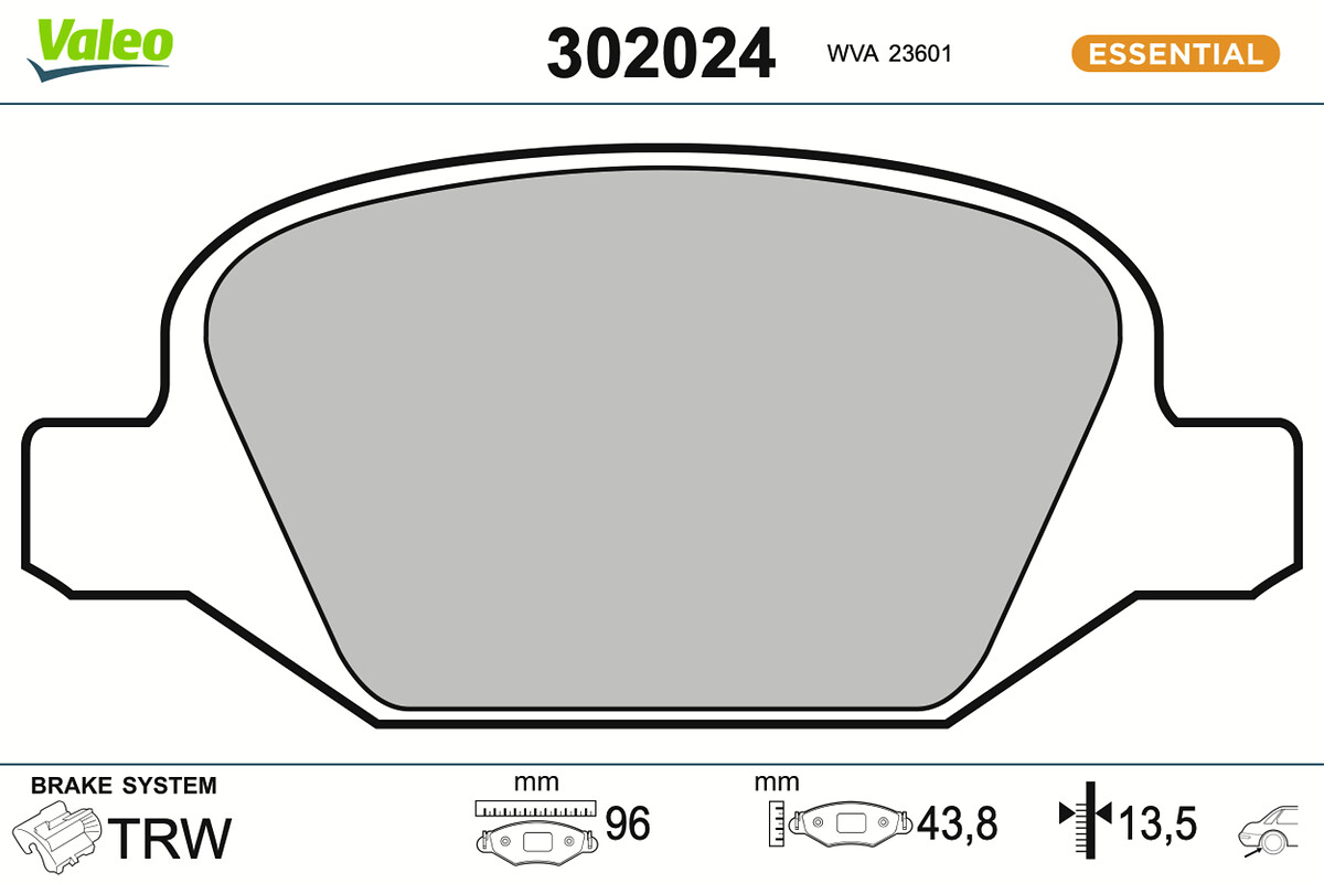 Jeu de 4 plaquettes de frein VALEO ref. 302024